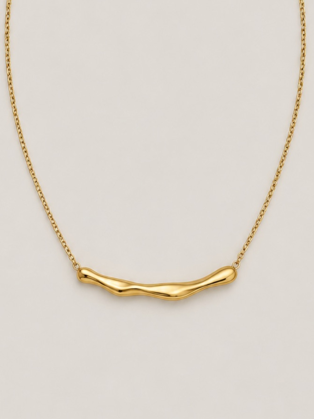 New! 18K Gold Plated Molten Bar Snake Chain Necklace (3029) NWOT